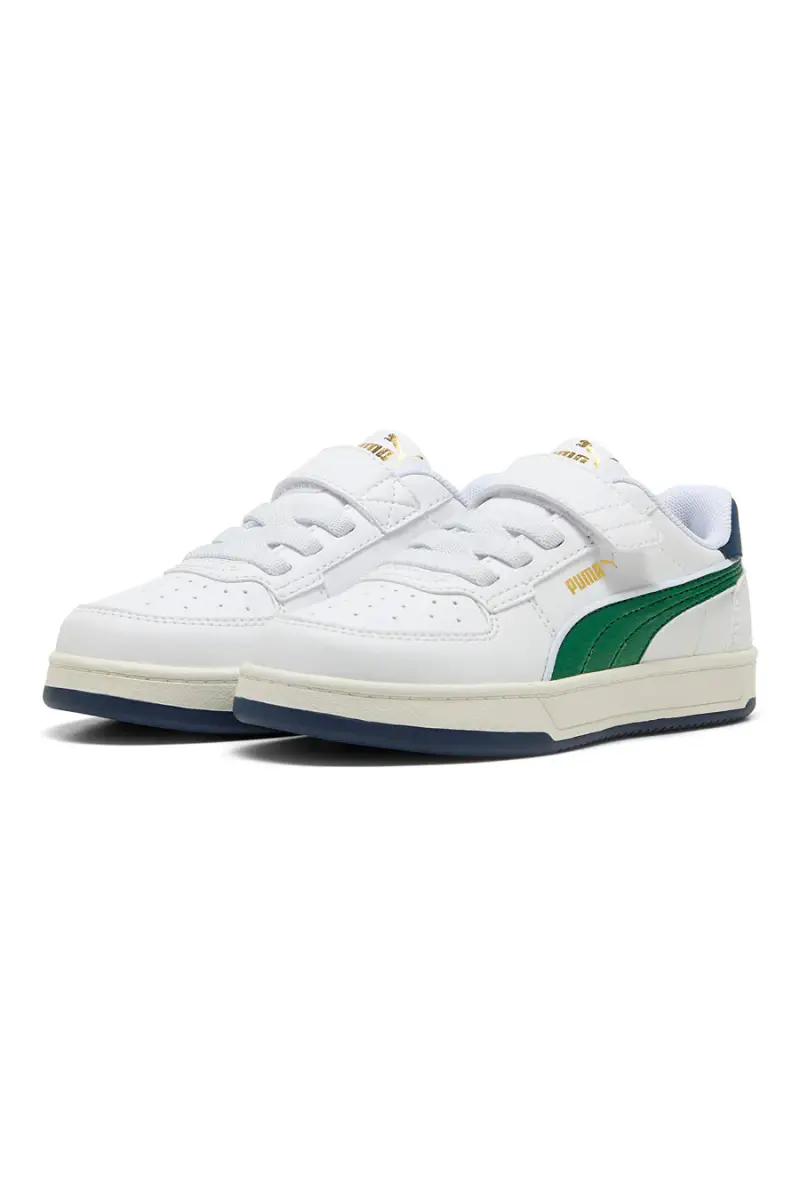 Sneakers bianche con dettagli verdi bambino con strappo Puma Caven 2 Retro AC + PS [BIANCO]