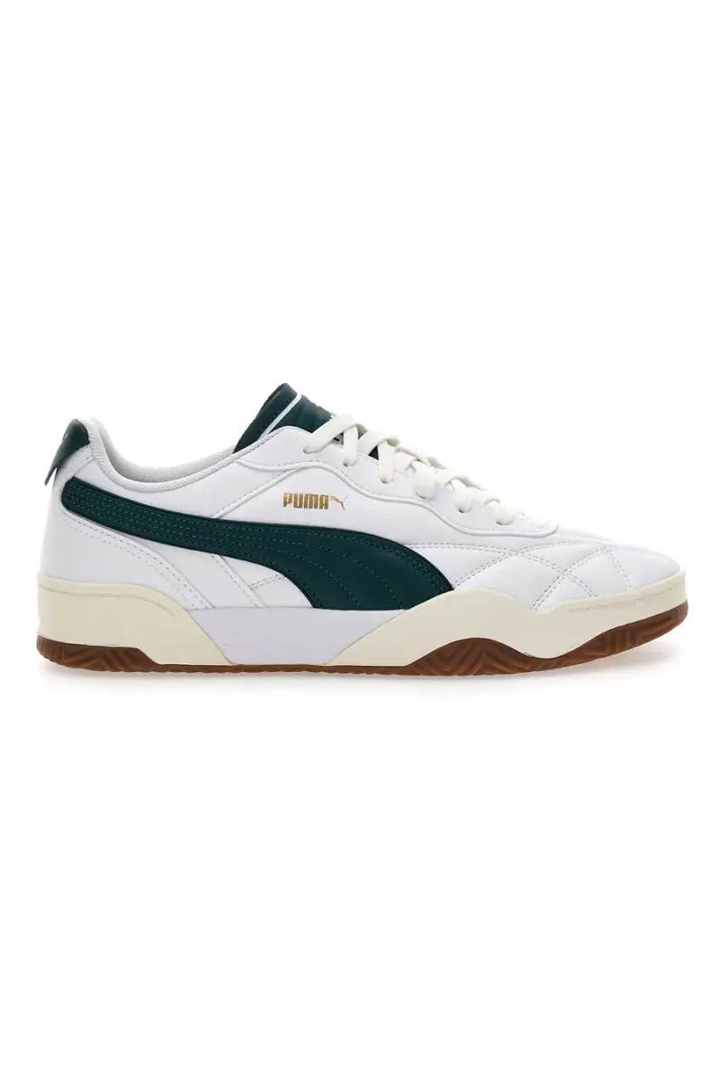 Sneakers bianche dettagli verde scuro suola marrone Puma Tifosi [BIANCO]
