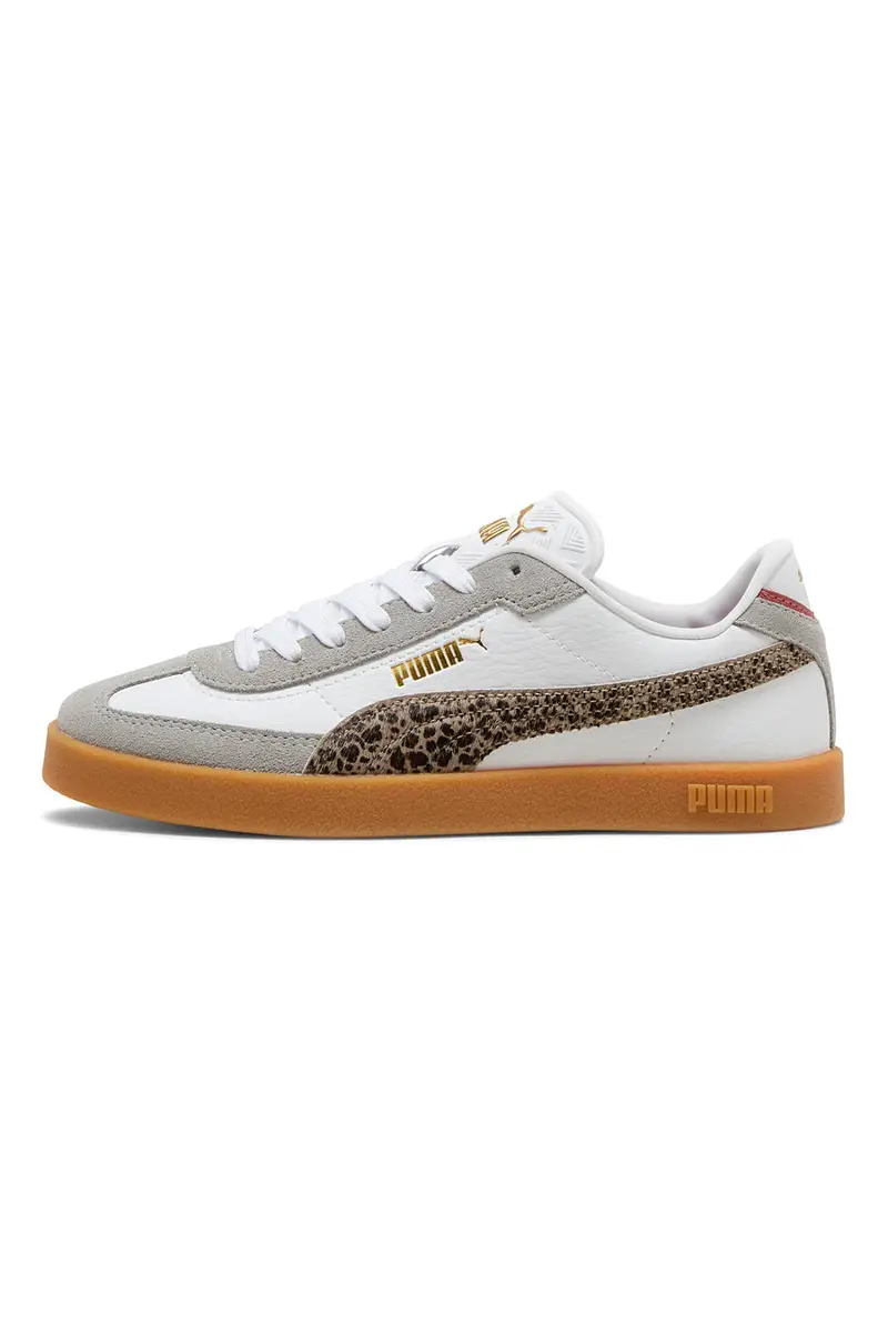 Sneakers bianche e grigie con dettagli animalier suola beige Puma Club II Era Animal Flair [BIANCO]