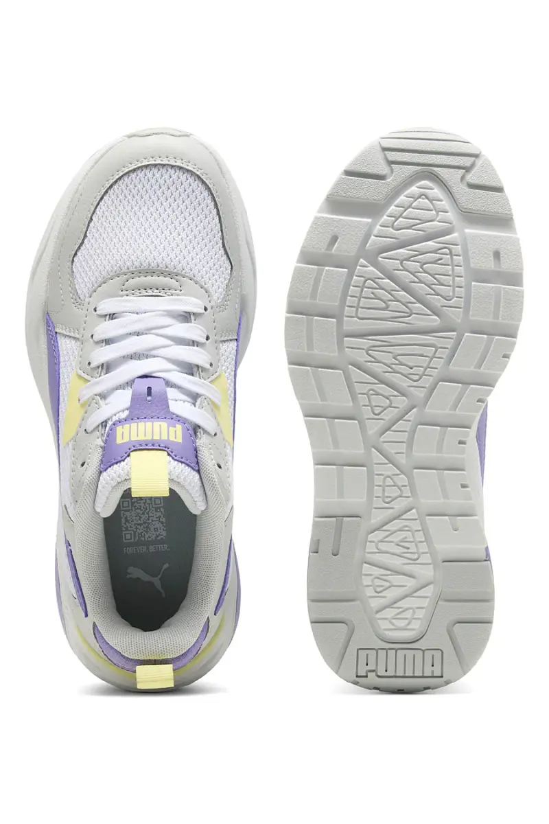 Sneakers bianche e lilla con inserti gialli in mesh e IMEVA Puma Trinity Lite Jr [BIANCO] miniatura 4