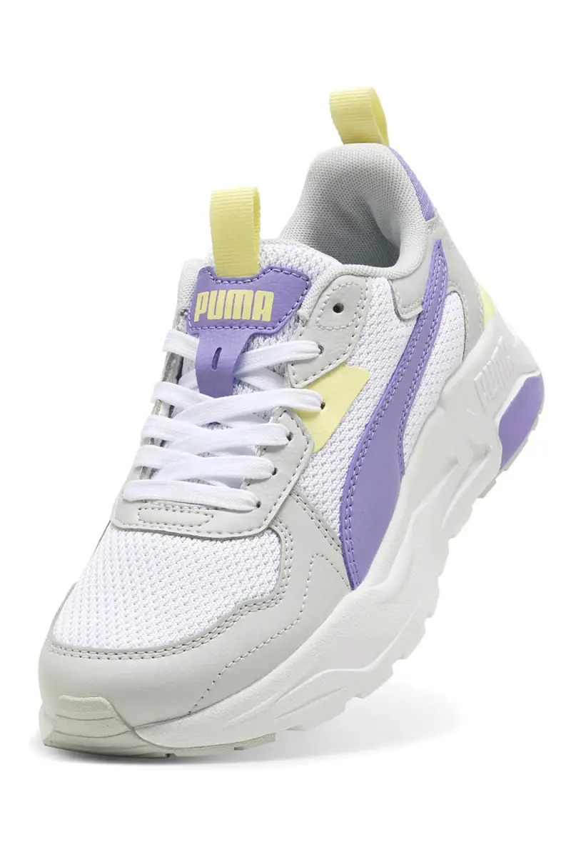 Sneakers bianche e lilla con inserti gialli in mesh e IMEVA Puma Trinity Lite Jr [BIANCO] miniatura 5