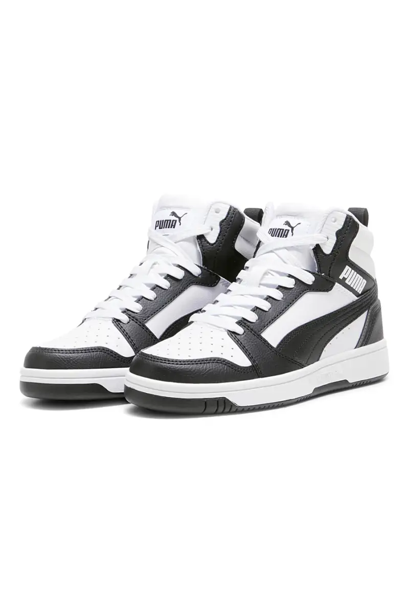 Sneakers bianche e nere mid-cut in materie sintetiche Puma Rebound V6 Mid Jr [BIANCO miniatura 2