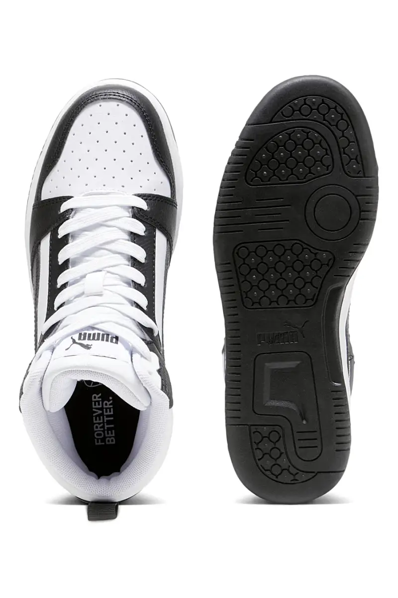 Sneakers bianche e nere mid-cut in materie sintetiche Puma Rebound V6 Mid Jr [BIANCO miniatura 4