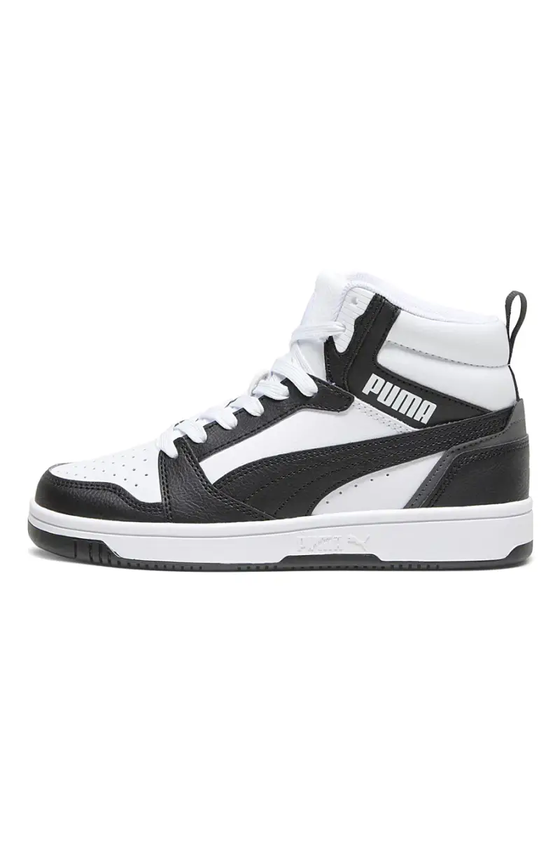 Sneakers bianche e nere mid-cut in materie sintetiche Puma Rebound V6 Mid Jr [BIANCO