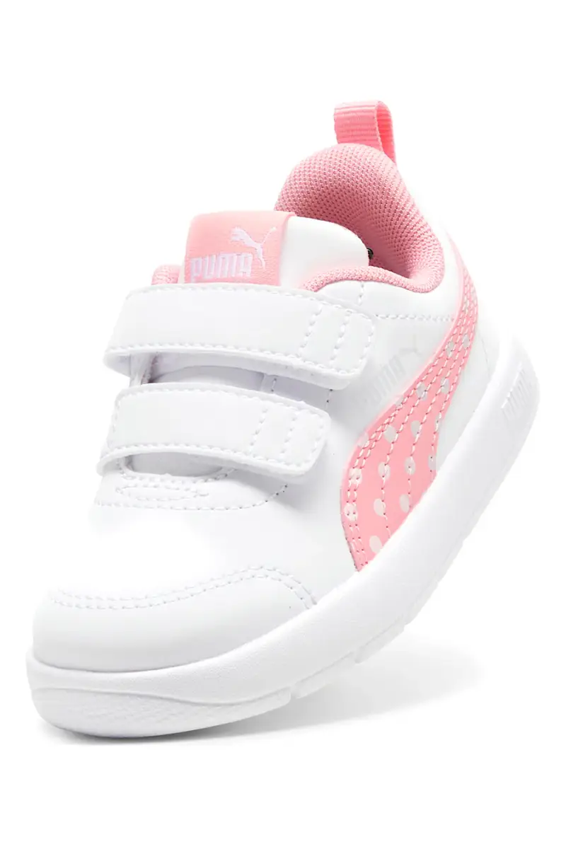 Sneakers bianche e rosa con strappo e dettagli a pois Puma Courtflex V3 Dotty V Inf [ND] miniatura 2