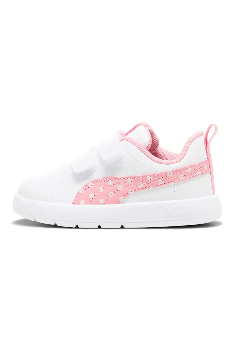 Sneakers bianche e rosa con strappo e dettagli a pois Puma Courtflex V3 Dotty V Inf [ND] miniatura 3