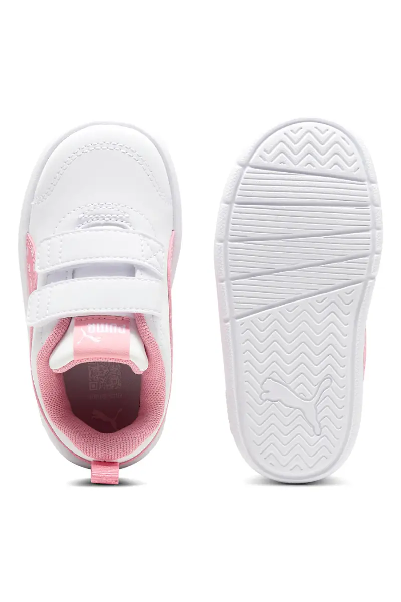 Sneakers bianche e rosa con strappo e dettagli a pois Puma Courtflex V3 Dotty V Inf [ND] miniatura 4