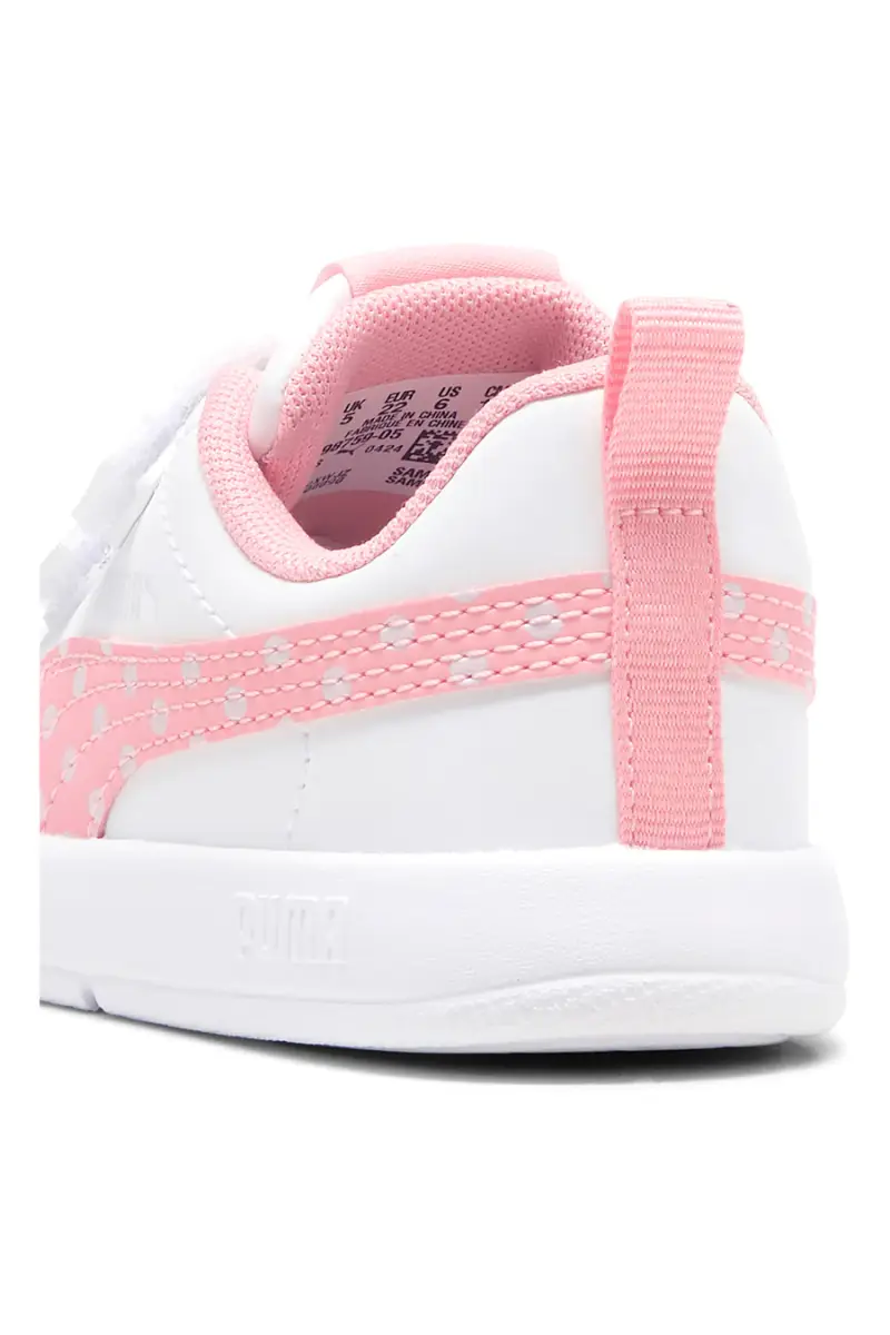 Sneakers bianche e rosa con strappo e dettagli a pois Puma Courtflex V3 Dotty V Inf [ND] miniatura 5