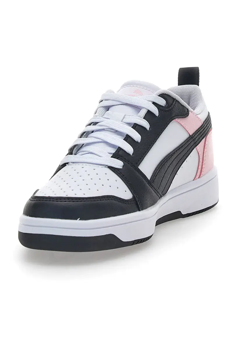 Sneakers Bianche e Rosa Con Stringa Laterale Puma Rebound V6 LO JR [BIANCO miniatura 3