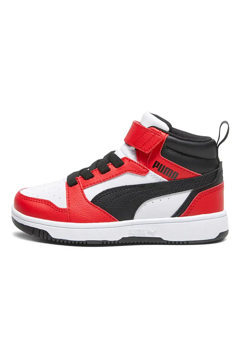 Sneakers bianche e rosse mid Puma Rebound V6 Mid AC+ PS [BIANCO] miniatura 3