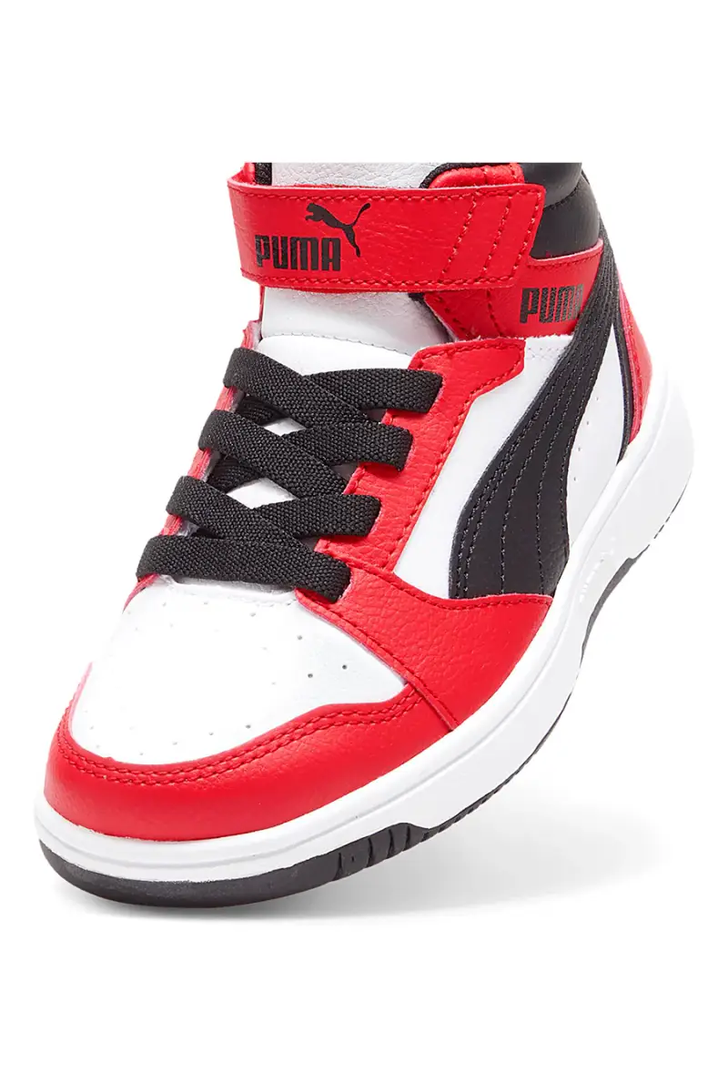 Sneakers bianche e rosse mid Puma Rebound V6 Mid AC+ PS [BIANCO] miniatura 5