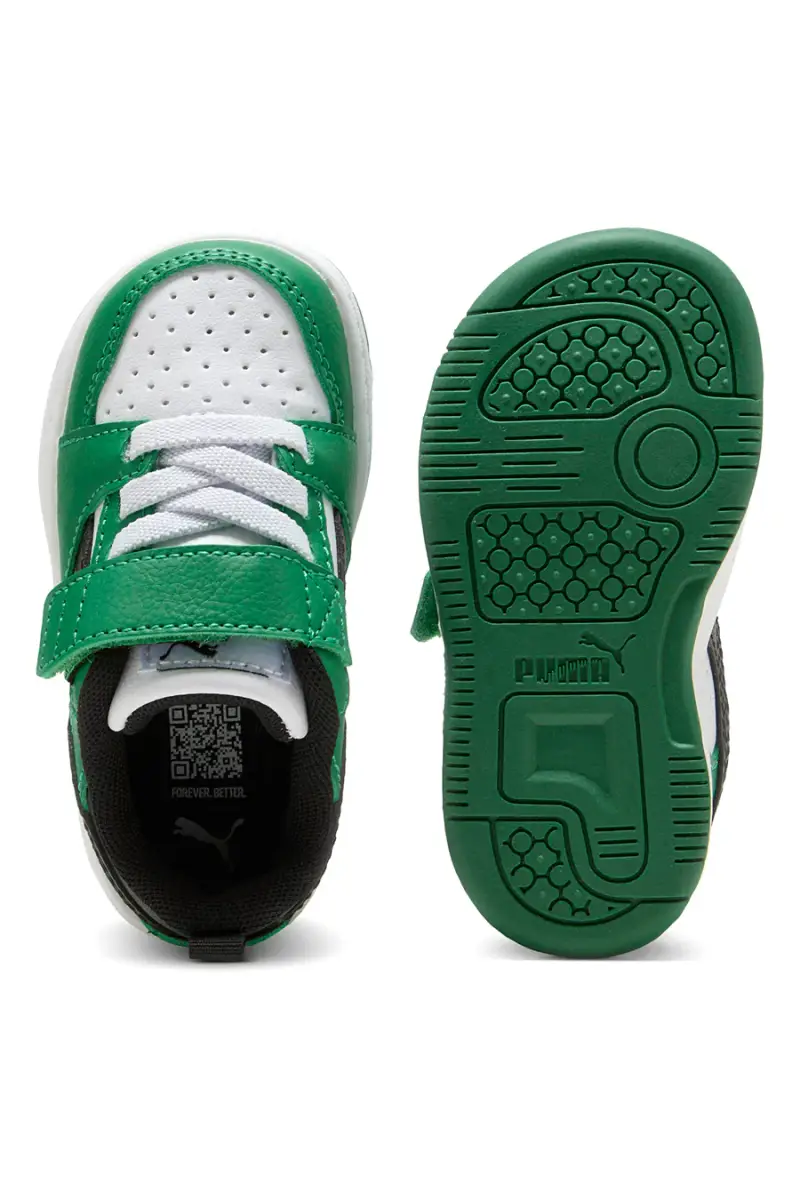 Sneakers bianche e verdi con strappo Puma Rebound V6 Lo AC+ Inf [BIANCO] miniatura 3