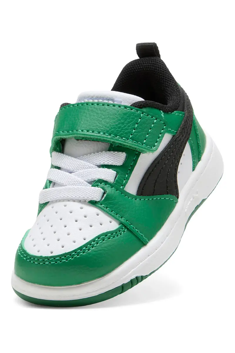 Sneakers bianche e verdi con strappo Puma Rebound V6 Lo AC+ Inf [BIANCO] miniatura 4