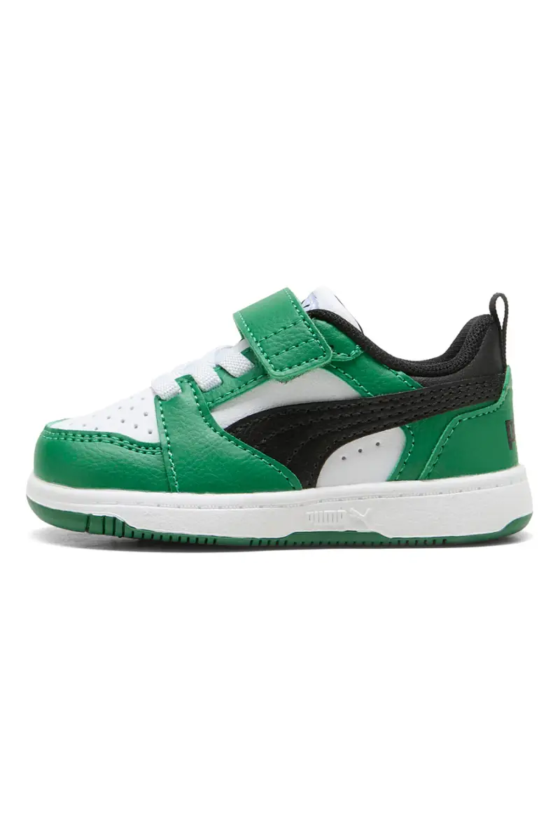 Sneakers bianche e verdi con strappo Puma Rebound V6 Lo AC+ Inf [BIANCO]