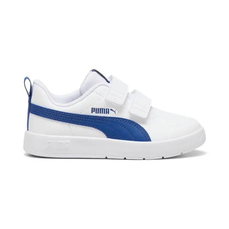 Sneakers bimba da ginnastica bianche e blu Courtflex V3 con strappi