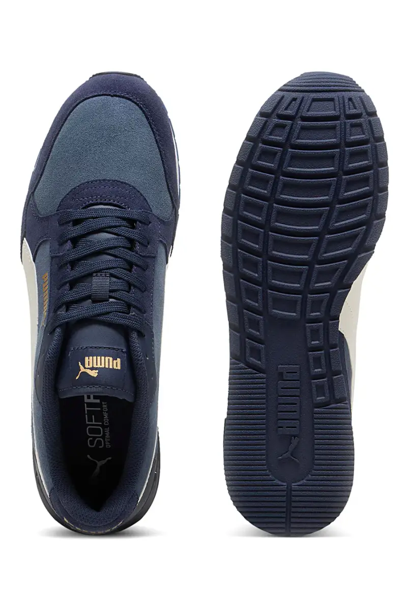 Sneakers blu inserti in pelle a contrasto Puma ST Runner V4 SD [BLU SCURO] miniatura 4