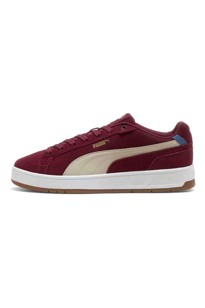 Sneakers bordeaux in pelle scamosciata con dettagli beige Puma Court Classico SD [BORDEAUX]