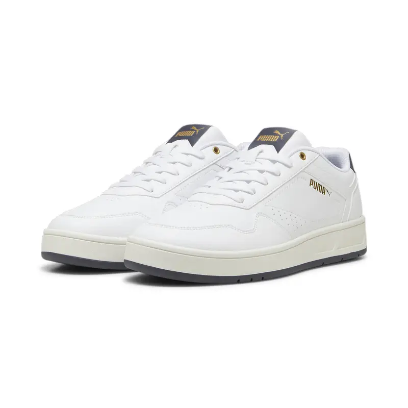 Sneakers Court Classic PUMA White Galactic Gray Gold | Puma Bianco