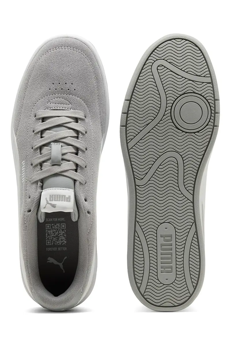 Sneakers grigie in pelle scamosciata con suola in gomma Puma Court Classic Clean SD [GRIGIO] miniatura 4