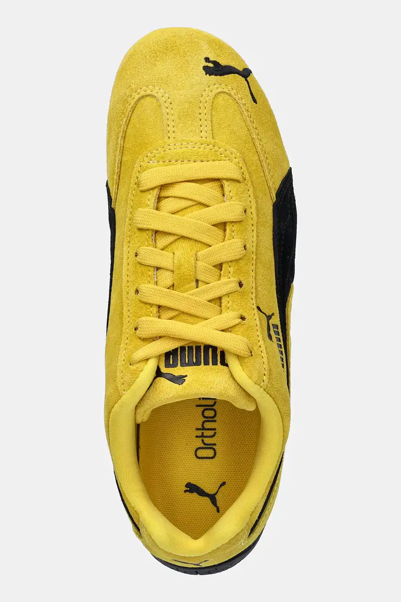 sneakers in camoscio Speedcat OG colore nero 398846 Giallo miniatura 4