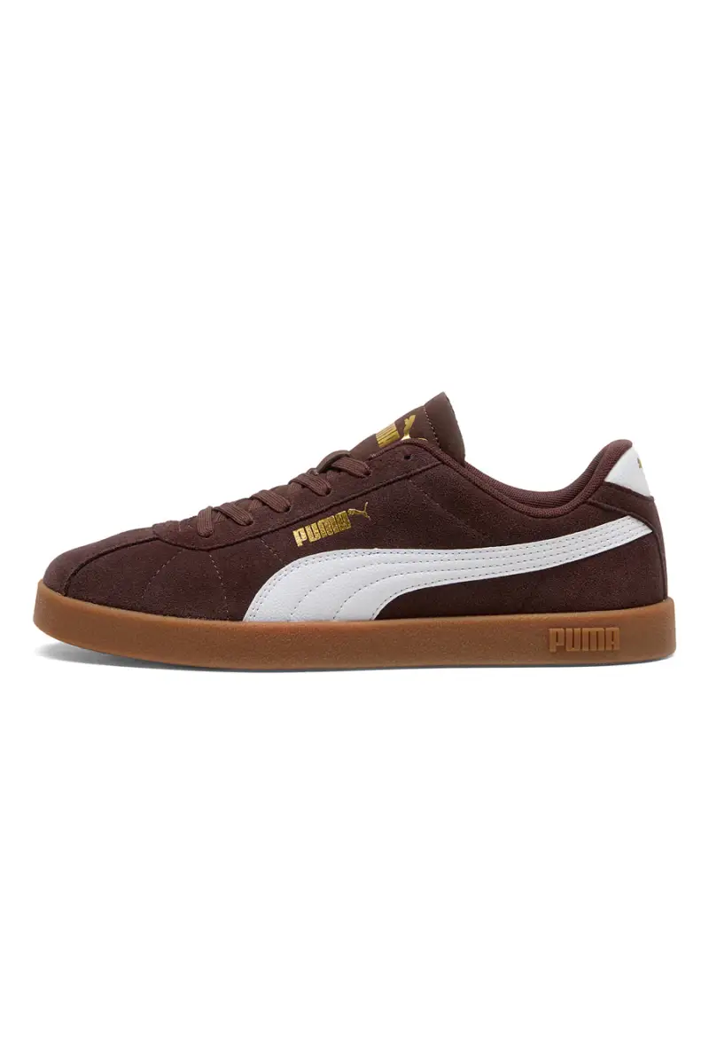 Sneakers marroni in suede con logo oro Puma Club II [CHOCOLATE]