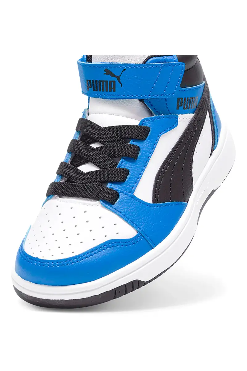 Sneakers mid bianche e blu con strappo Puma Rebound V6 Mid AC+ PS [BIANCO miniatura 5