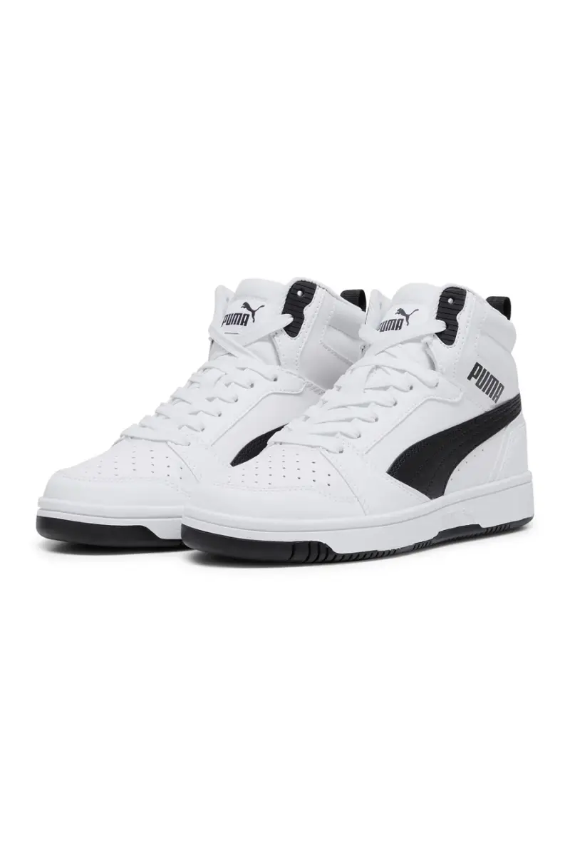 Sneakers Mid-Cut Bianche e Dettagli Neri Puma Rebound V6 Mid Jr [BIANCO miniatura 2