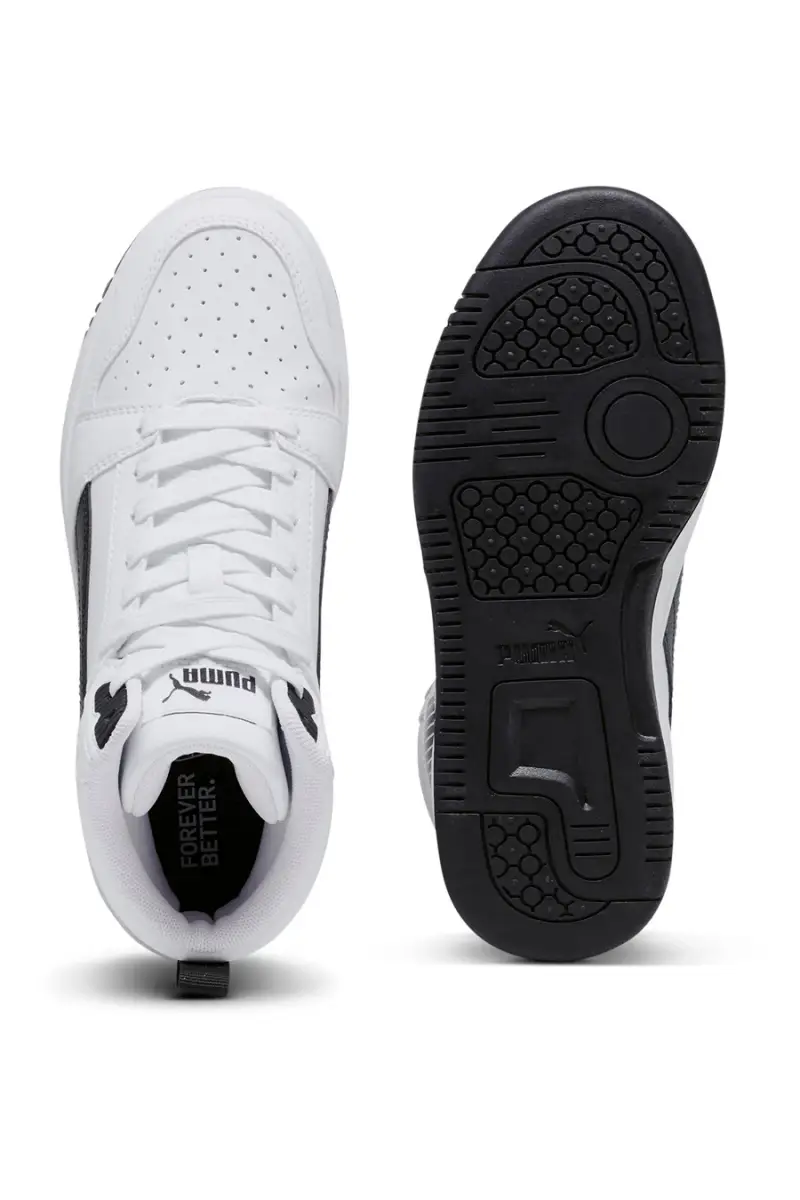 Sneakers Mid-Cut Bianche e Dettagli Neri Puma Rebound V6 Mid Jr [BIANCO miniatura 5