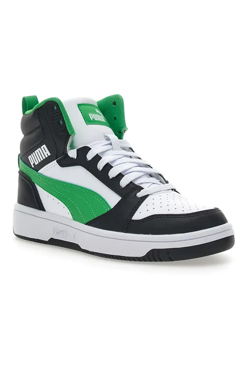 Sneakers Mid-Cut con Tomaia Traforata Puma REBOUND V6 MID JR Nere e Verdi [NERO miniatura 2