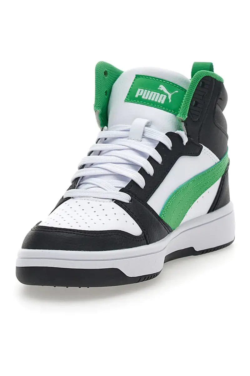 Sneakers Mid-Cut con Tomaia Traforata Puma REBOUND V6 MID JR Nere e Verdi [NERO miniatura 4