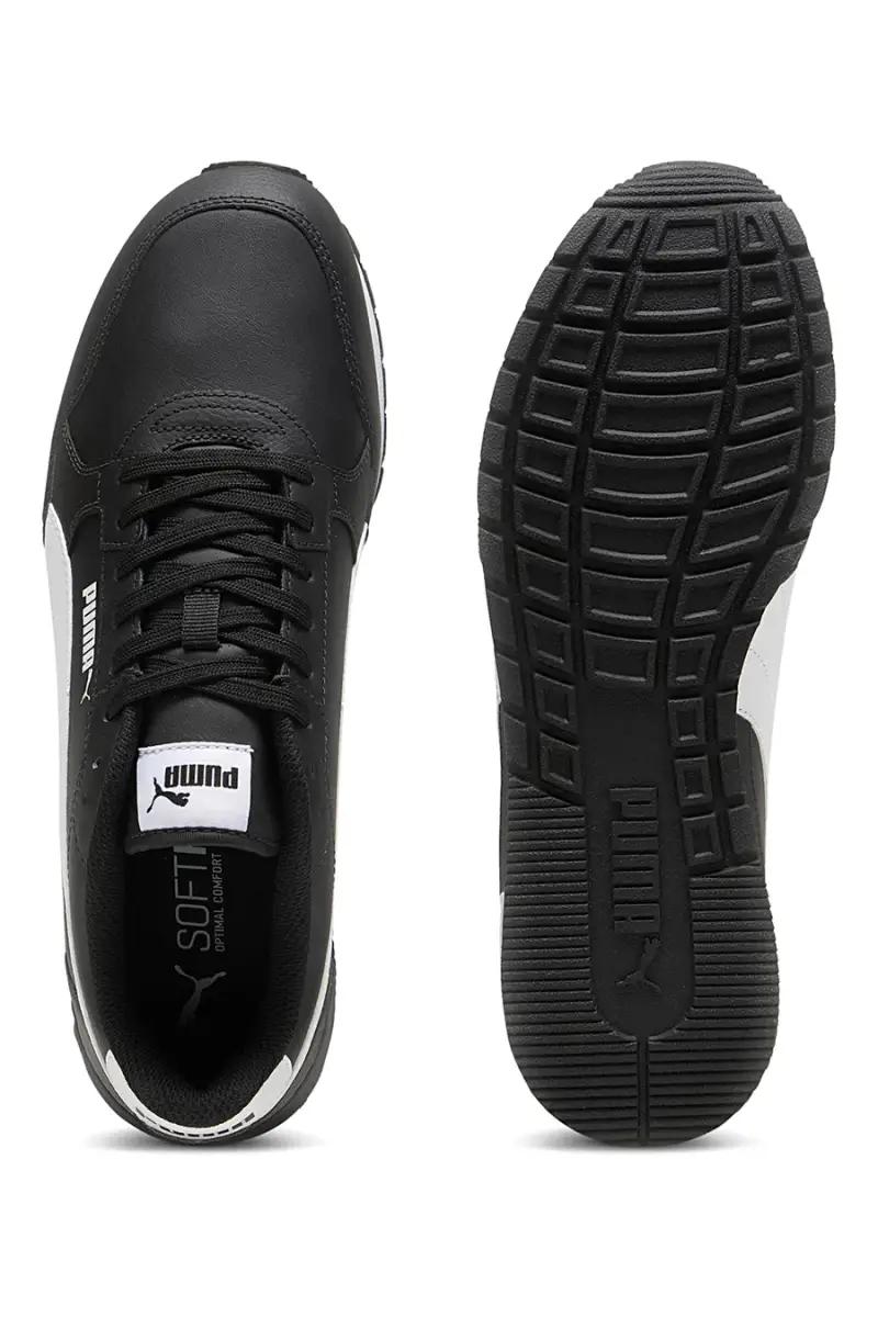 Sneakers nere in pelle con logo bianco Puma ST Runner v4 L [NERO] miniatura 4