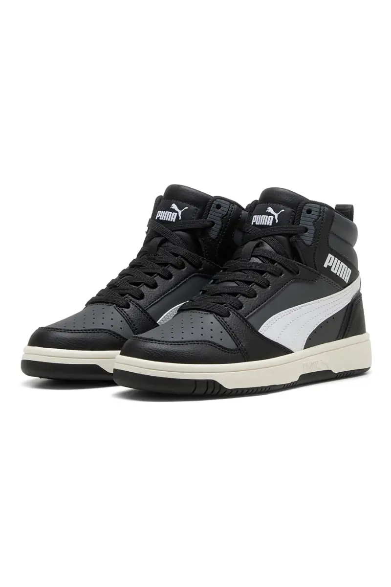 Sneakers nere mid con dettagli bianchi Puma Rebound V6 Mid Jr [NERO] miniatura 2