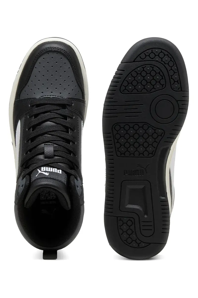 Sneakers nere mid con dettagli bianchi Puma Rebound V6 Mid Jr [NERO] miniatura 4