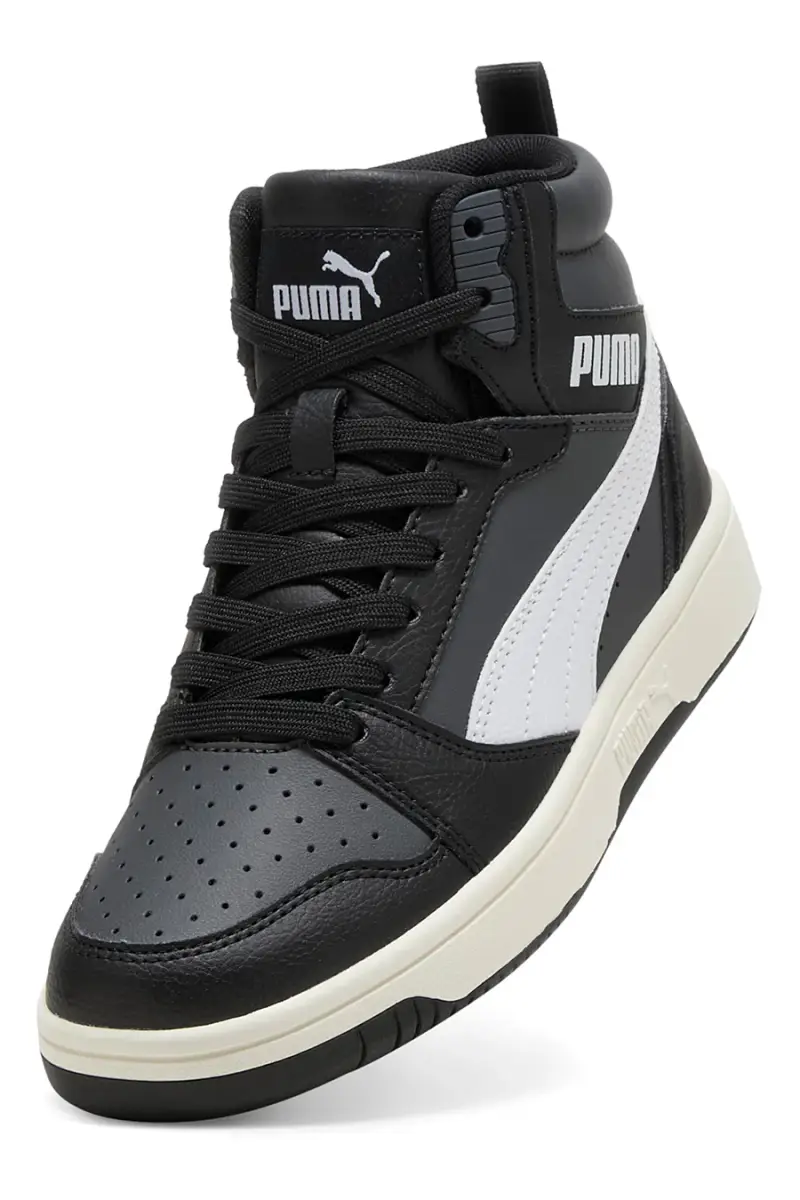 Sneakers nere mid con dettagli bianchi Puma Rebound V6 Mid Jr [NERO] miniatura 5