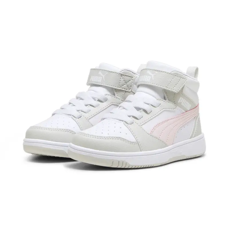 Sneakers Rebound V6 Mid da bambini PUMA White Frosty Pink Sedate Gray | Puma Bianco