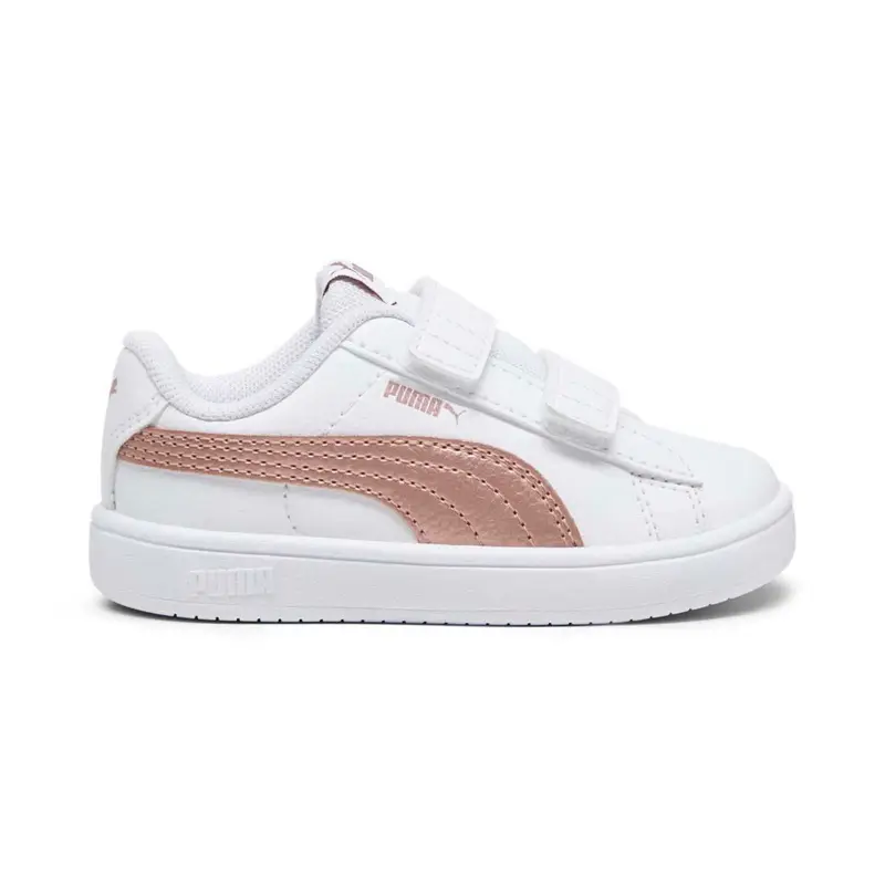 Sneakers tennis bianche da bambina modello Rickie con doppio velcro