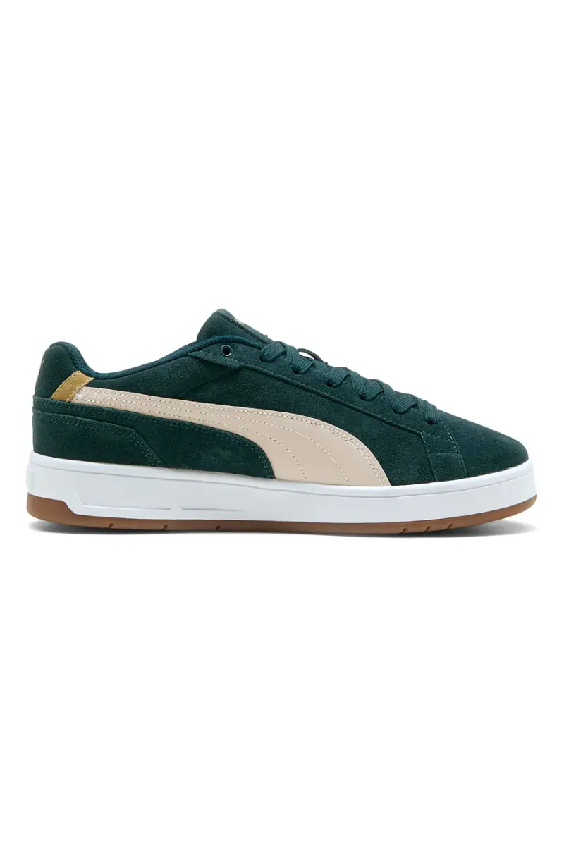 Sneakers verde scuro in pelle scamosciata con dettagli beige Puma Court Classico SD [VERDE] miniatura 2