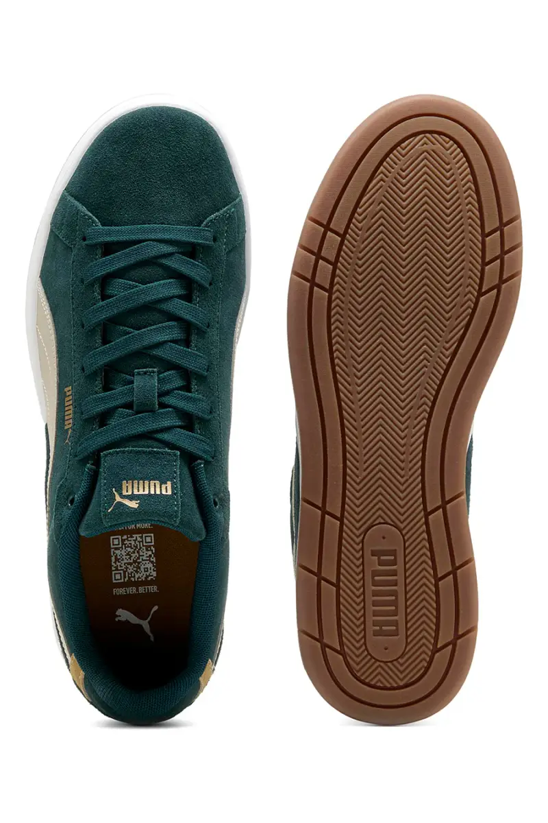 Sneakers verde scuro in pelle scamosciata con dettagli beige Puma Court Classico SD [VERDE] miniatura 4