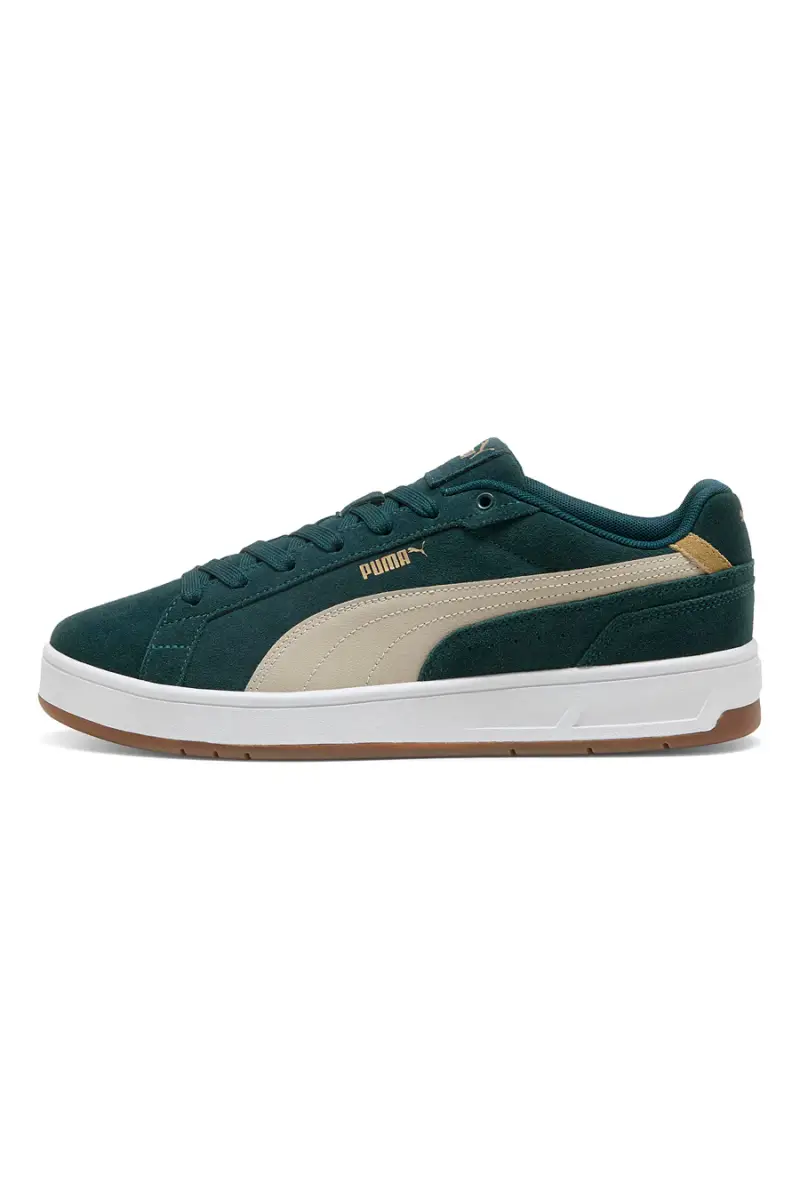 Sneakers verde scuro in pelle scamosciata con dettagli beige Puma Court Classico SD [VERDE]