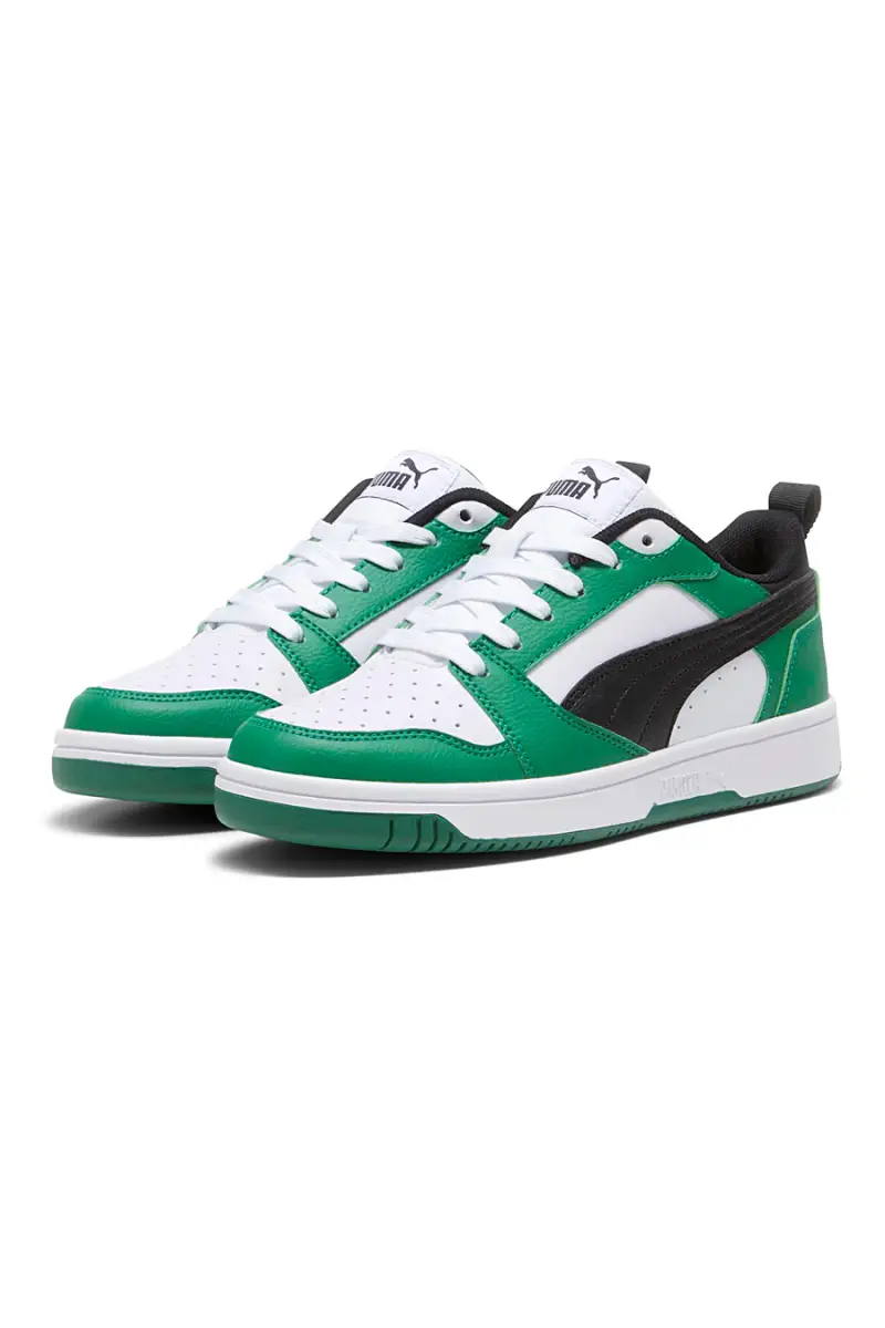 Sneakers Verdi e Bianche con Logo Nero Puma Rebound V6 Lo Jr [VERDE miniatura 2
