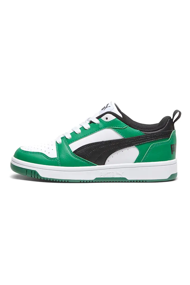 Sneakers Verdi e Bianche con Logo Nero Puma Rebound V6 Lo Jr [VERDE miniatura 3