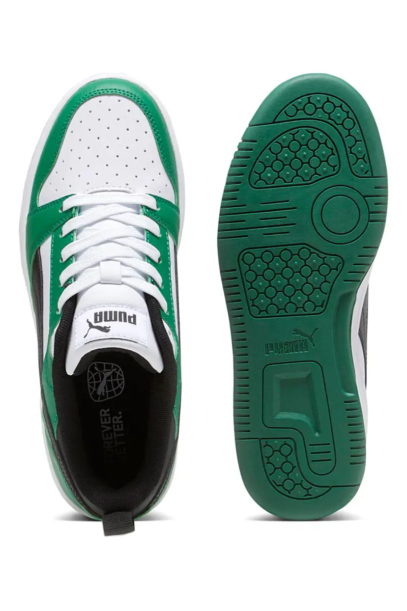 Sneakers Verdi e Bianche con Logo Nero Puma Rebound V6 Lo Jr [VERDE miniatura 4
