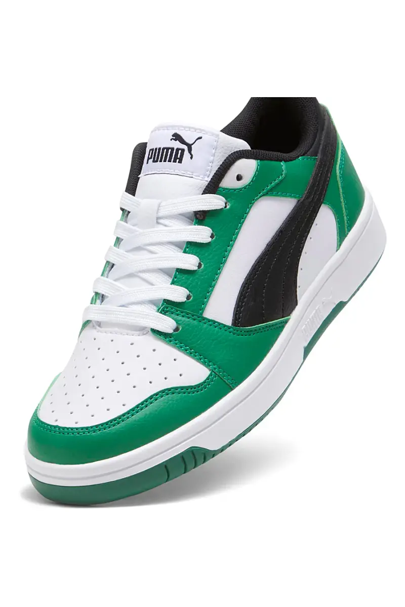 Sneakers Verdi e Bianche con Logo Nero Puma Rebound V6 Lo Jr [VERDE miniatura 5