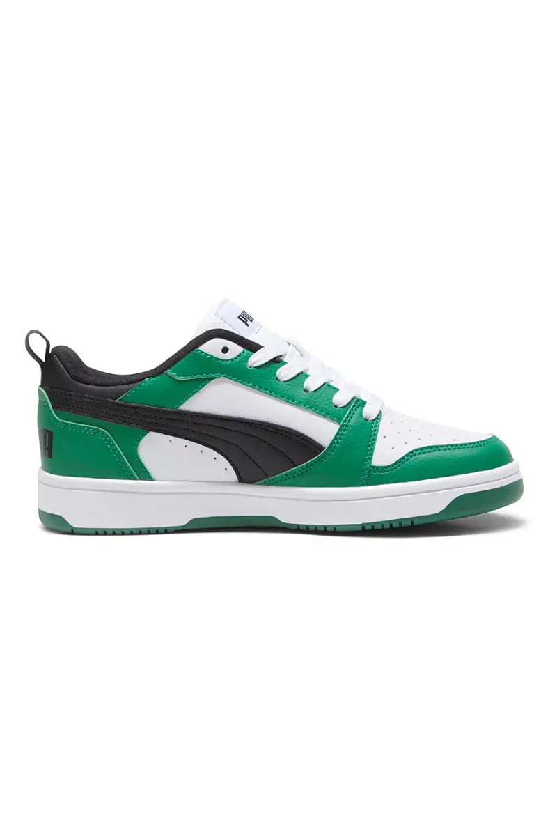 Sneakers Verdi e Bianche con Logo Nero Puma Rebound V6 Lo Jr [VERDE