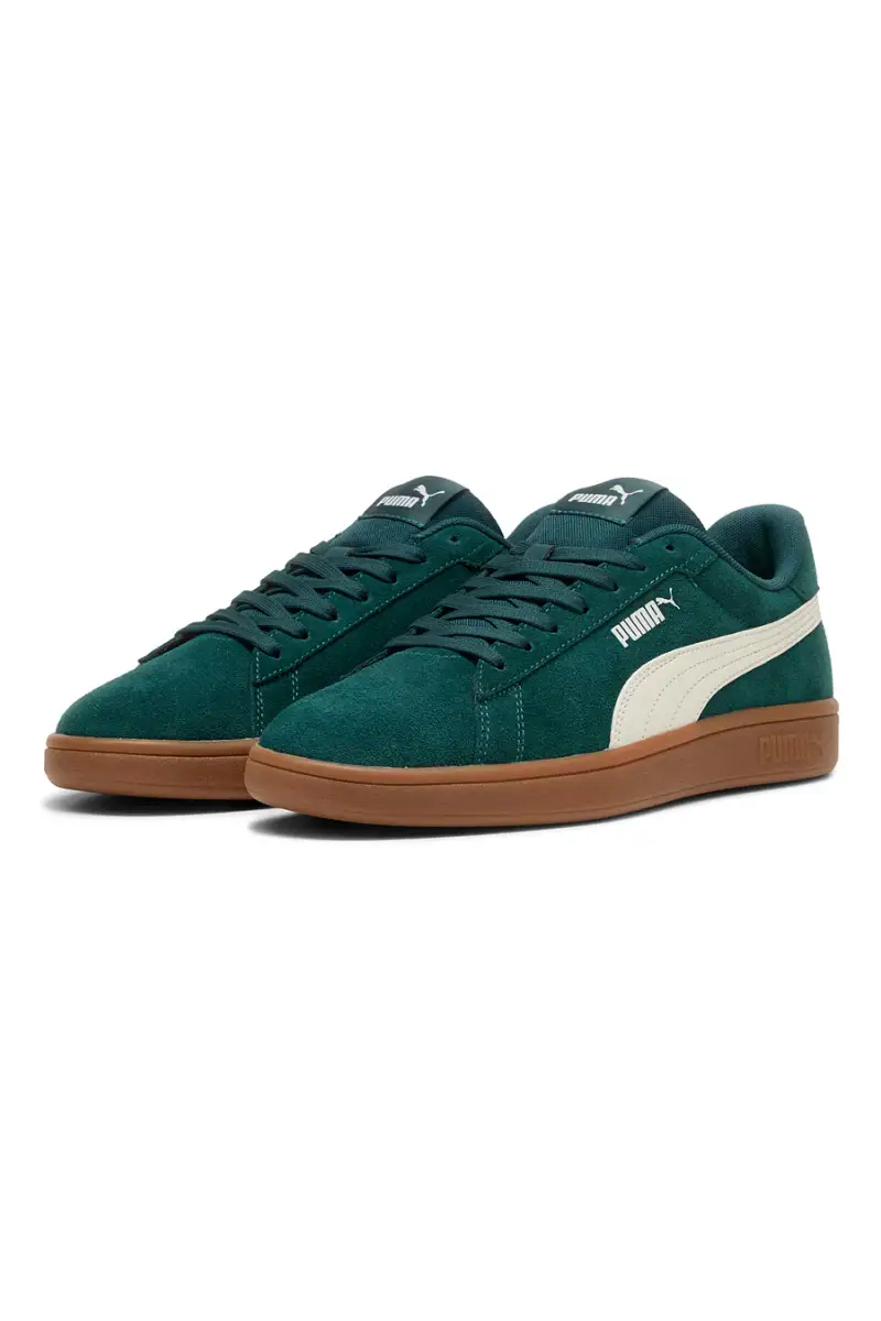 Sneakers verdi in pelle scamosciata con suola marrone Puma Smash 3.0 [VERDE SCURO] miniatura 2