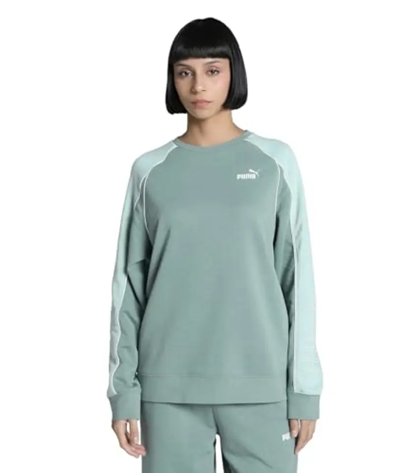 PUMA Sport Relaxed Crew TR, Felpa con Cappuccio Bambina, Green Moon, XL