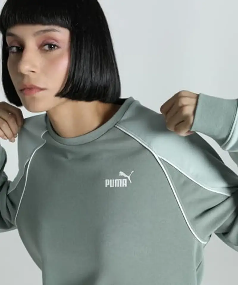 PUMA Sport Relaxed Crew TR, Felpa con Cappuccio Bambina, Green Moon, XL miniatura 3