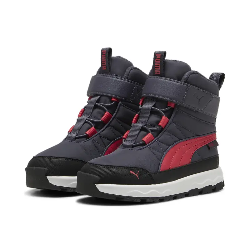 Stivali PUMA Evolve Puretex da bambini PUMA Galactic Gray Tart Cherry Black Red | Puma Grigio