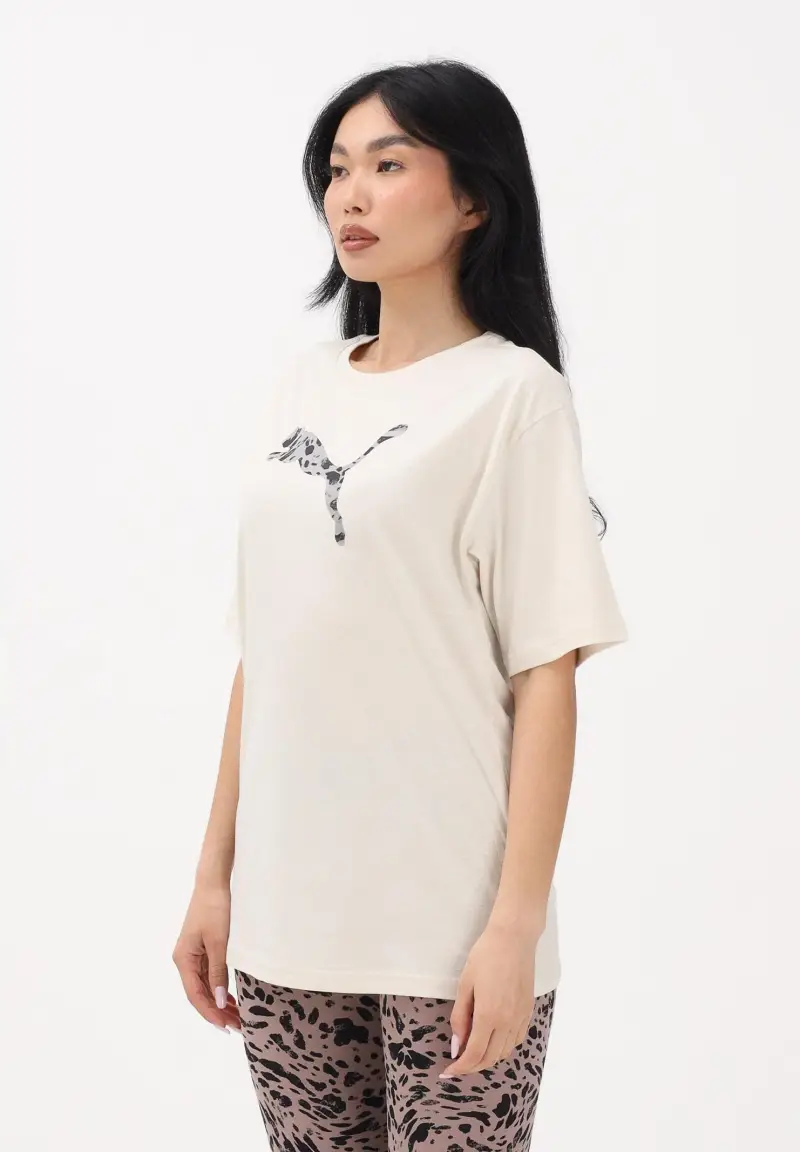 T-shirt a manica corta Essentials Animal panna da donna