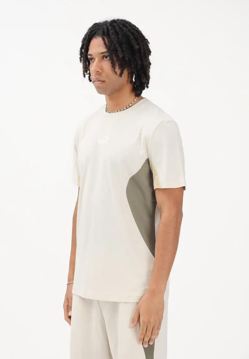 T-shirt a manica corta Essentials Block panna da uomo